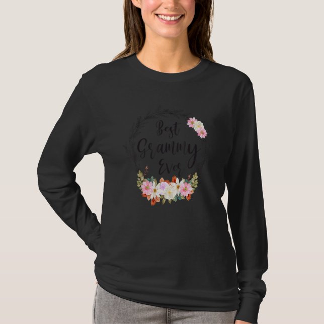 Bästa Grammy Blommigt Women Dekoration Grandma 2 T Shirt (Framsida)