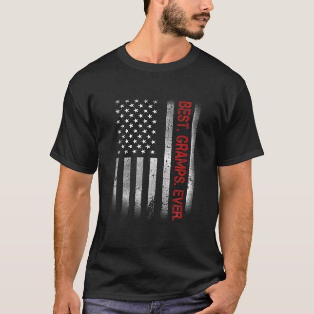Bästa Gramper någonsin för USA:s Flagga för Pappa  T Shirt (Framsida)