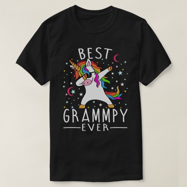 Bästa grampy någonsin Dabbing Unicorn T Shirt (Design framsida)