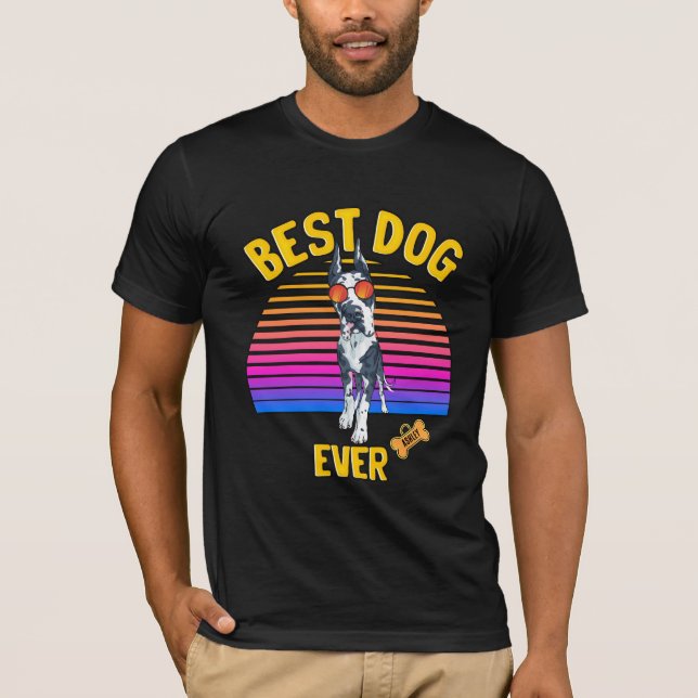 Bästa Grand Danois Hund Någonsin Retro T Shirt (Framsida)