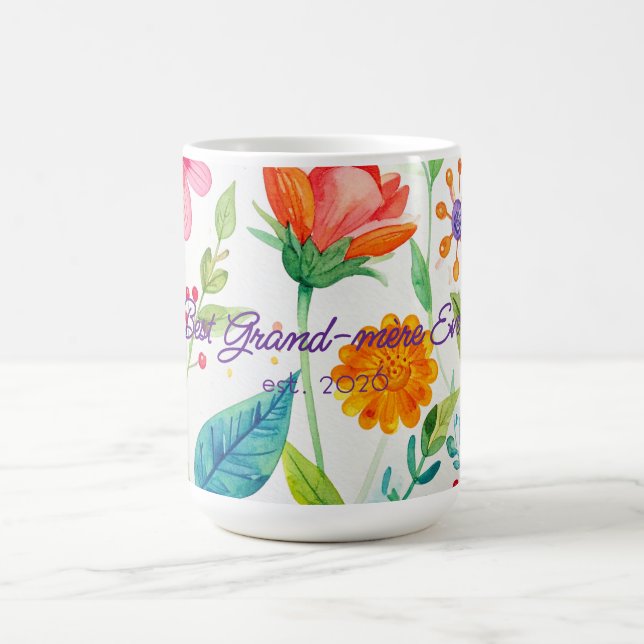 Bästa Grand-mère Mors dag Ljusa blommor  Kaffemugg (Center)