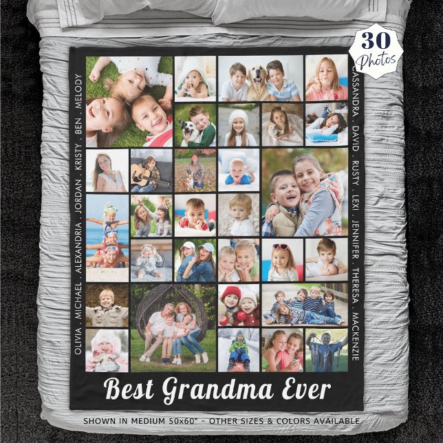 BÄSTA GRANDMA NÅGON 30 Personlig för fotokollage Fleecefilt (Skapare uppladdad)