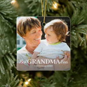Bästa GRANDMA någonsin Fotokeramisk prydnadsför Julgransprydnad Keramik