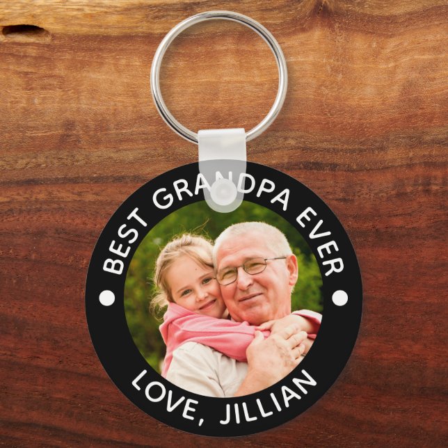 BÄSTA GRANDPA ALDRIG Photo Personlig Nyckelring (Framsida)