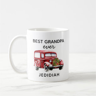 BÄSTA GRANDPA EVER RED VINTAGE LASTBIL/CAR NAMN KAFFEMUGG