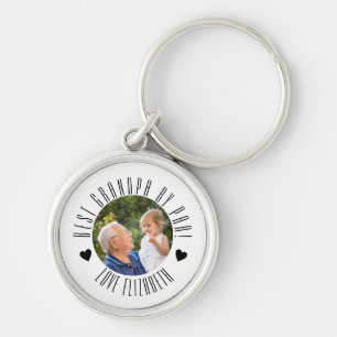 BÄSTA GRANDPA PAR Photo Personlig fars dag Rund Silverfärgad Nyckelring