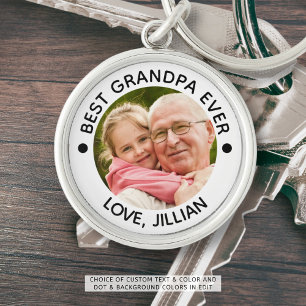 BÄSTA GRANDPA VARJE Personlig AV ETT FOTO Rund Silverfärgad Nyckelring