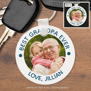 BÄSTA GRANDPA VARJE Personlig AV FOTOTeal Blue Nyckelring