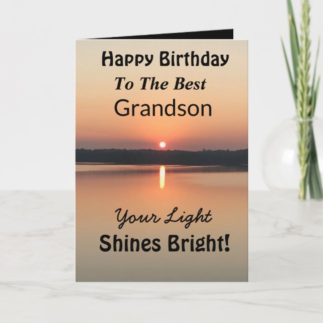 Bästa Grandson Light Shines Bright Birthday Kort (Framsida)