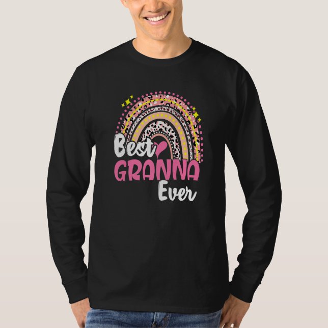 Bästa Granna någonsin Funny Rosa Leopard Rainbow M T Shirt (Framsida)