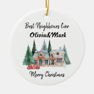 Bästa grannar någonsin julgransprydnad keramik