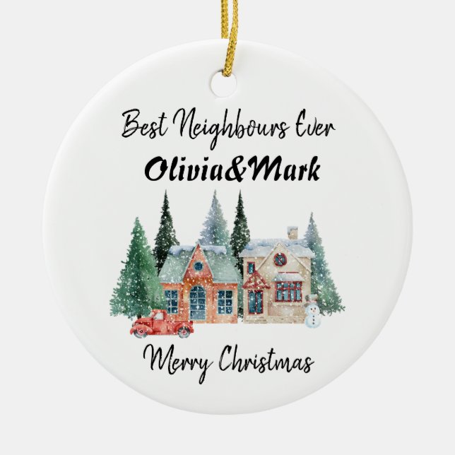 Bästa grannar någonsin julgransprydnad keramik (Framsidan)