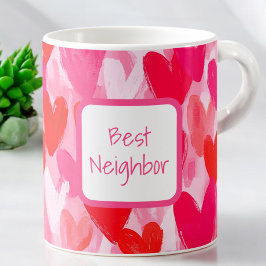 Bästa granne för Rosa vid Mönster Kärlek Kaffemugg