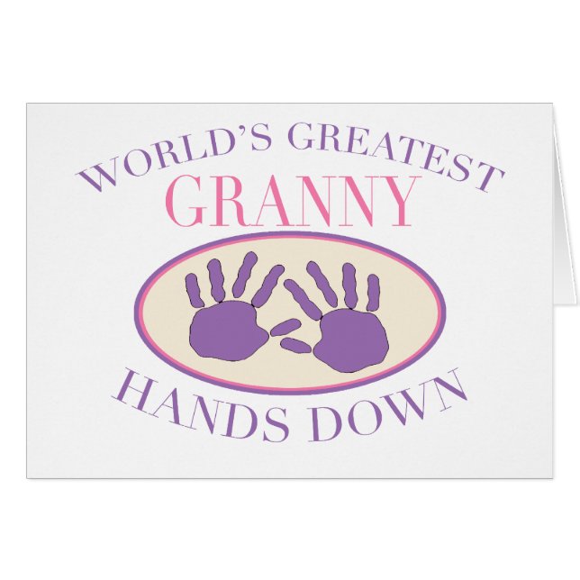 Bästa Granny Händer Down T-shirt Hälsningskort (Framsidan Horizontal)
