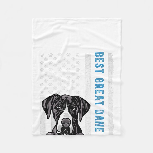 Bästa Great dane någonsin American Flagga Gift Hun Fleecefilt (Framsidan)
