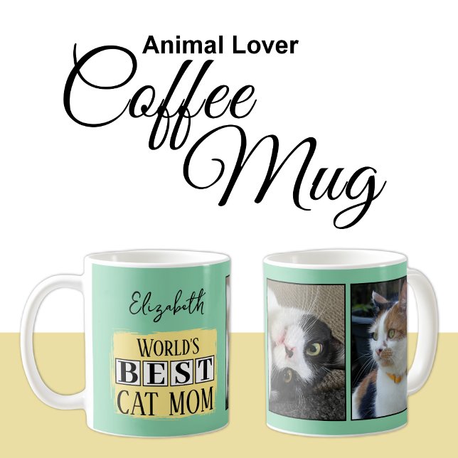 Bästa gulten för katter mamma 2-foto namn grönt kaffemugg (Skapare uppladdad)
