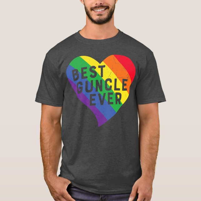 Bästa Guncle Aldrionkel LGBTQ-Pridet Rainbow Flagg T Shirt (Framsida)
