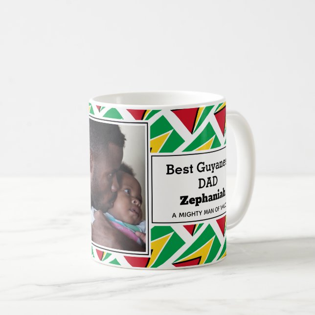 BÄSTA GUYANESE PAPPA Guyansk Flagga Personlig Foto Kaffemugg (Framsida höger)