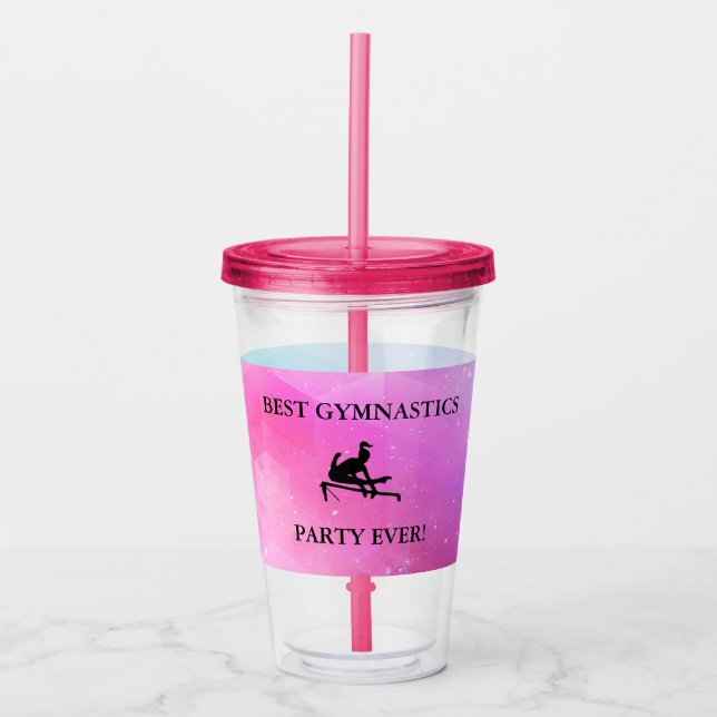 BÄSTA GYMNASTICS PARTY NÅGONSIN! PLASTISK TUMBLER TAKE AWAY MUGG (Framsida)