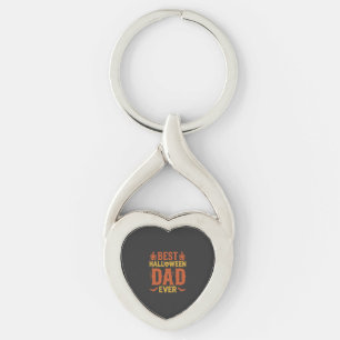 Bästa Halloween-pappa någonsin Vintage slitna desi Twisted Heart Silverfärgad Nyckelring