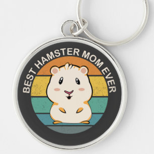 Bästa Hamster Mamma någonsin Retro Vintage Hamster Rund Silverfärgad Nyckelring