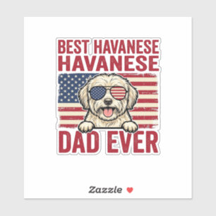 Bästa Havanese Pappa Någonsin Patriotisk Hund Tröj Klistermärken