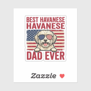 Bästa Havanese Pappa Någonsin Patriotisk Hund Tröj Klistermärken