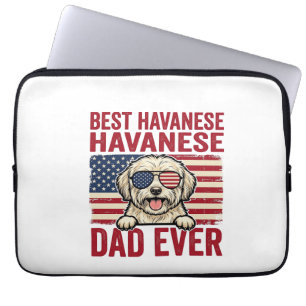 Bästa Havanese Pappa Någonsin Patriotisk Hund Tröj Laptop Fodral