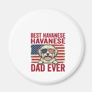 Bästa Havanese Pappa Någonsin Patriotisk Hund Tröj Magnet