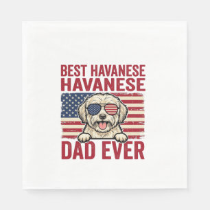 Bästa Havanese Pappa Någonsin Patriotisk Hund Tröj Pappersservett