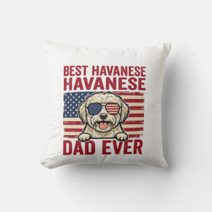 Bästa Havanesiska Pappa Någonsin Patriotisk Hund T Kudde