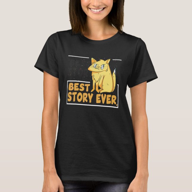 Bästa historien någonsin Grumpy  Katt med kaffe Då T Shirt (Framsida)