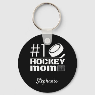 Bästa hockey-Mamma-nyckelkedja, svart vitt Nyckelring
