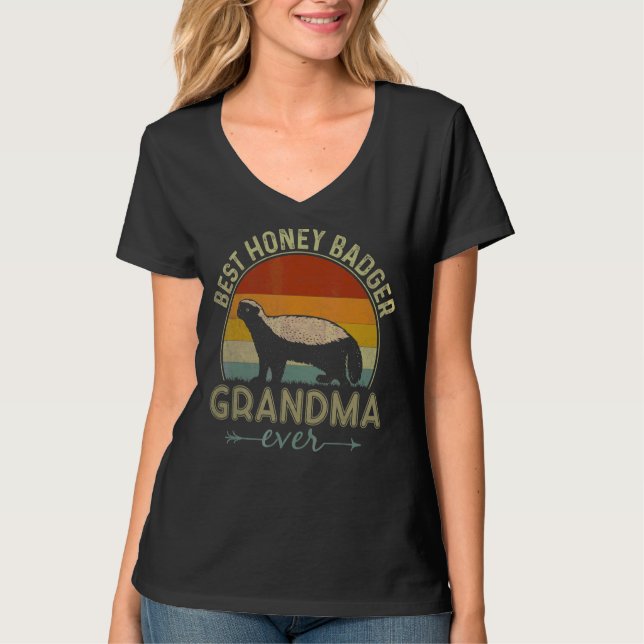 Bästa Honey badger Grandma All Retro Coola Mor T Shirt (Framsida)