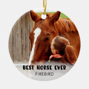 BÄSTA HORSE NÅGON Personlig AV FOTOVT ÖVERlägg Julgransprydnad Keramik