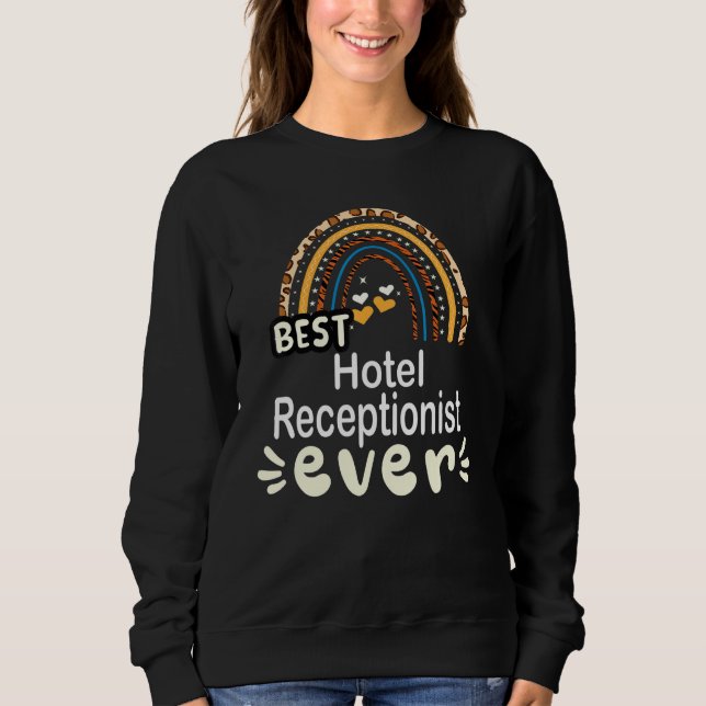 Bästa hotellreceptionist någonsin - leopard regnbå t shirt (Framsida)