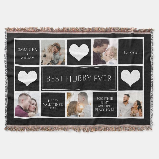 Bästa Hubby någonsin-fotokollage-minimalistisk Filt (Framsidan)