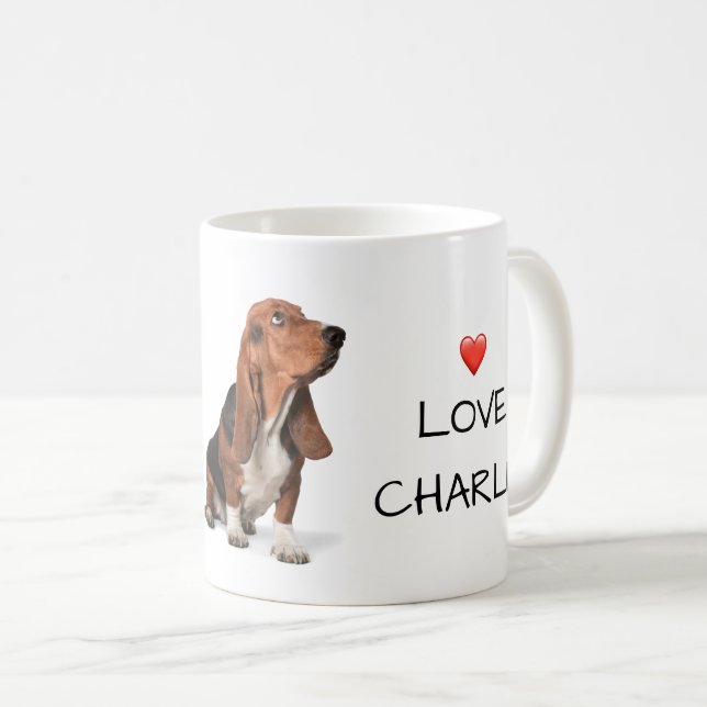Bästa.Hund.Aldrig. Basset Hound Kärlek Namn Photo Kaffemugg (Framsida höger)