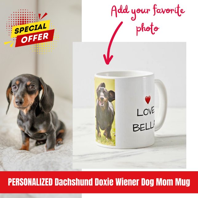 Bästa.Hund.Aldrig. Doxie Kärlek Namn Photo Kaffemugg (Personalized Dachshund Dog Photo Mug)