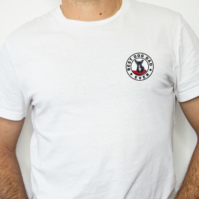 Bästa Hund Cat Pappa någonsin, fotovit och svart A T Shirt (Skapare uppladdad)