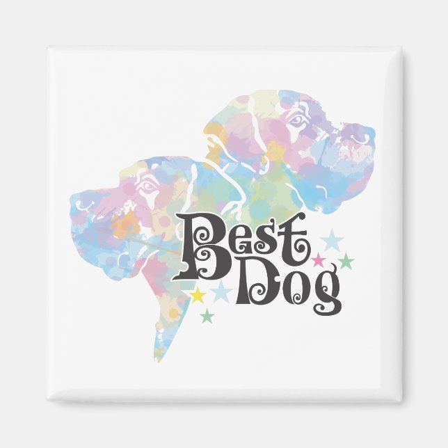 Bästa Hund "färgad" Magnet (Framsidan)