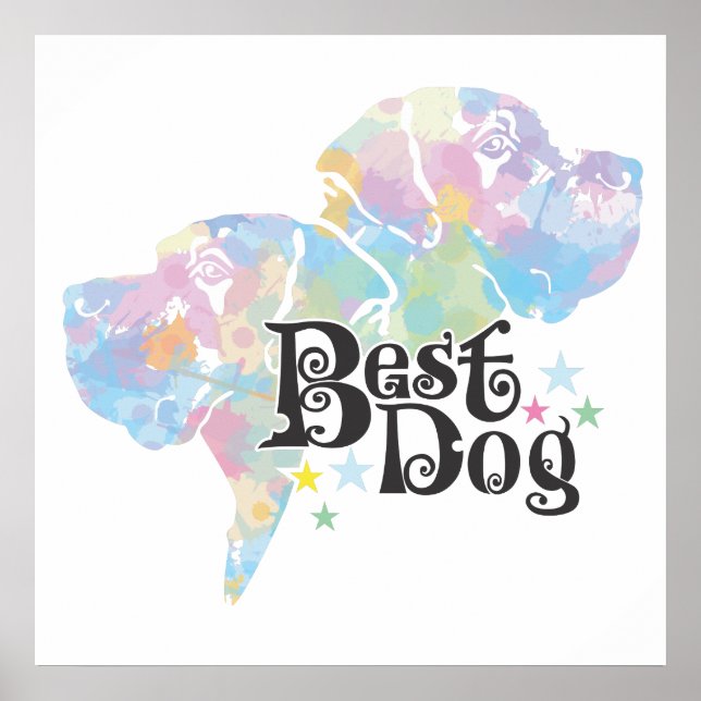 Bästa Hund "färgad" Poster (Framsidan)