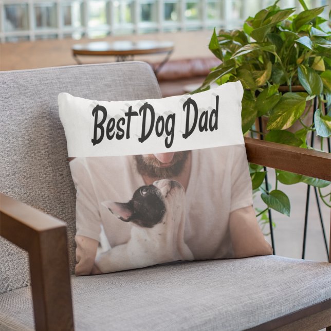 Bästa Hund-fotosvart text Kudde (Skapare uppladdad)
