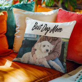 Bästa Hund-fotosvart text Kudde
