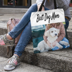 Bästa Hund-fotosvart text Tygkasse