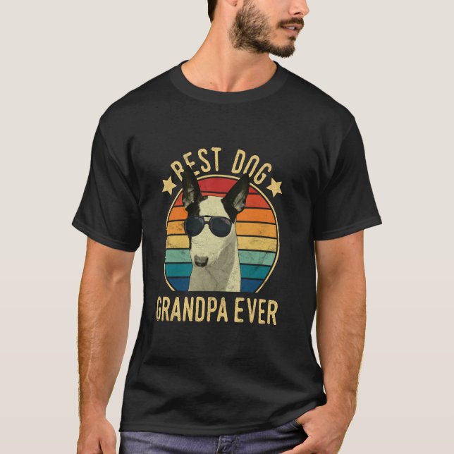 Bästa Hund Grandpa Aldrig Miniature Bull Terrier F T Shirt (Framsida)