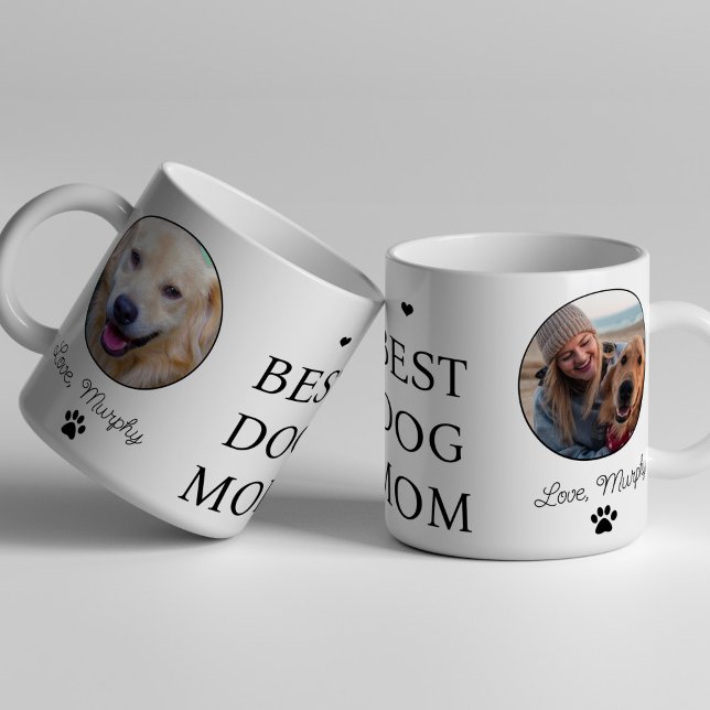 Bästa hund mamma 2-fotomatta namn personlig kaffemugg (Skapare uppladdad)