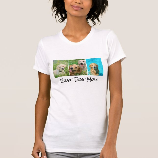 Bästa Hund Mamma 3-fotokollage T Shirt (Framsida)