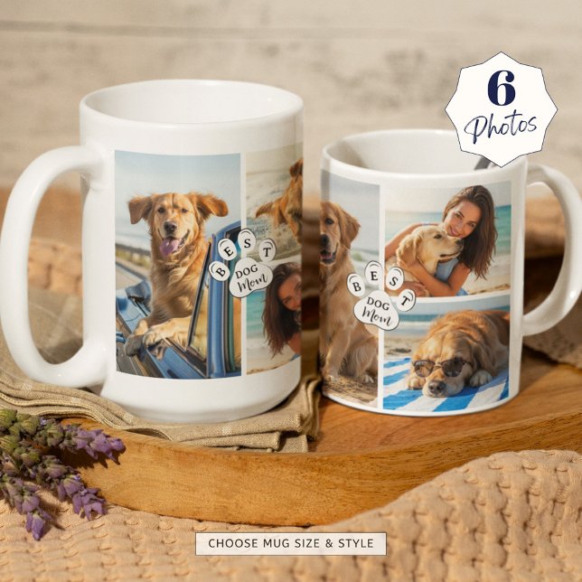 Bästa Hund Mamma 6-fotokollage Kaffemugg (Skapare uppladdad)