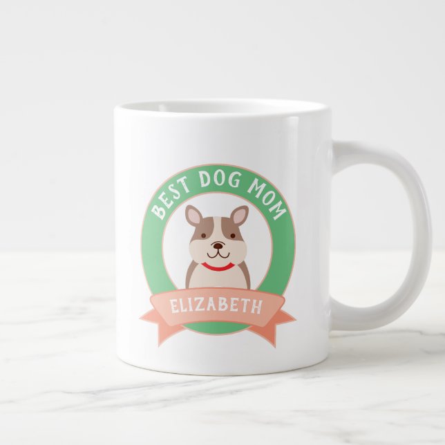 Bästa Hund-Mamma-bulldog-Hund med Fransk Jumbo Mugg (Höger)